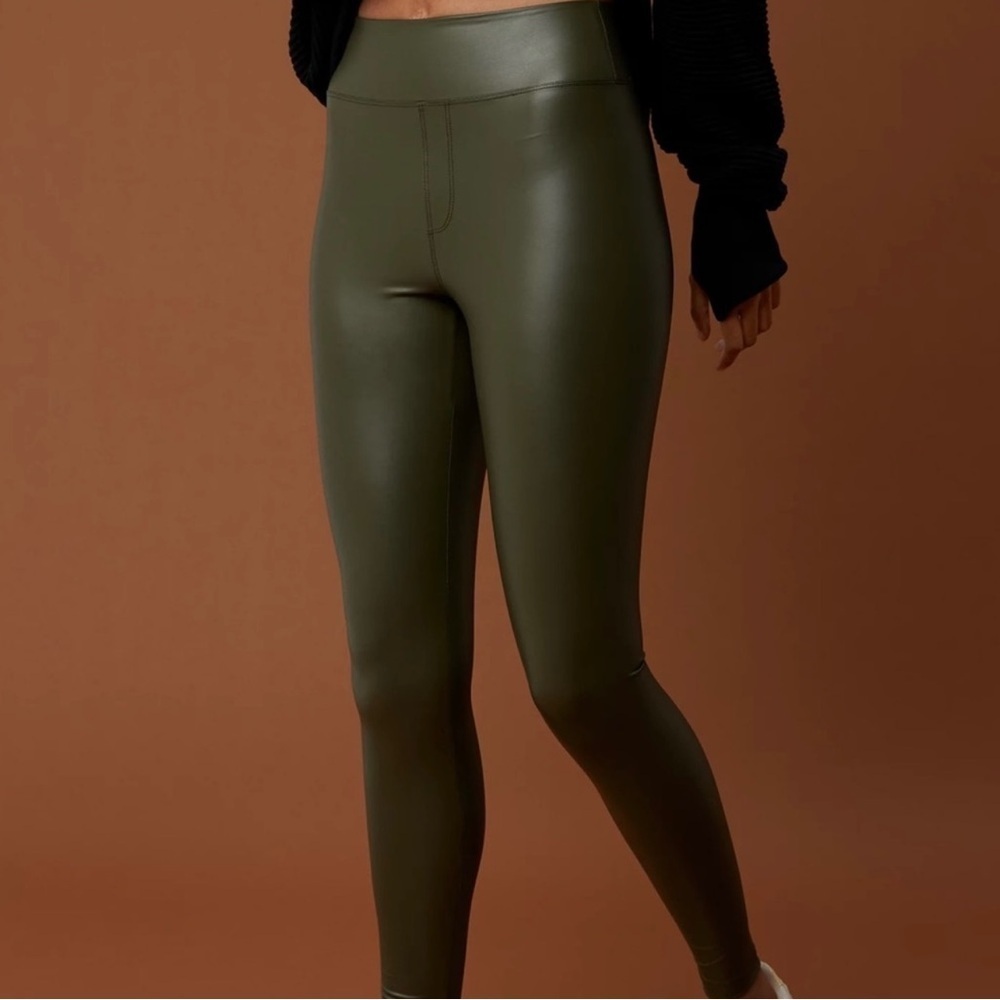 OFFLINE By Aerie Real Luxe Faux Leather Legging Olive NWT Small and Medium